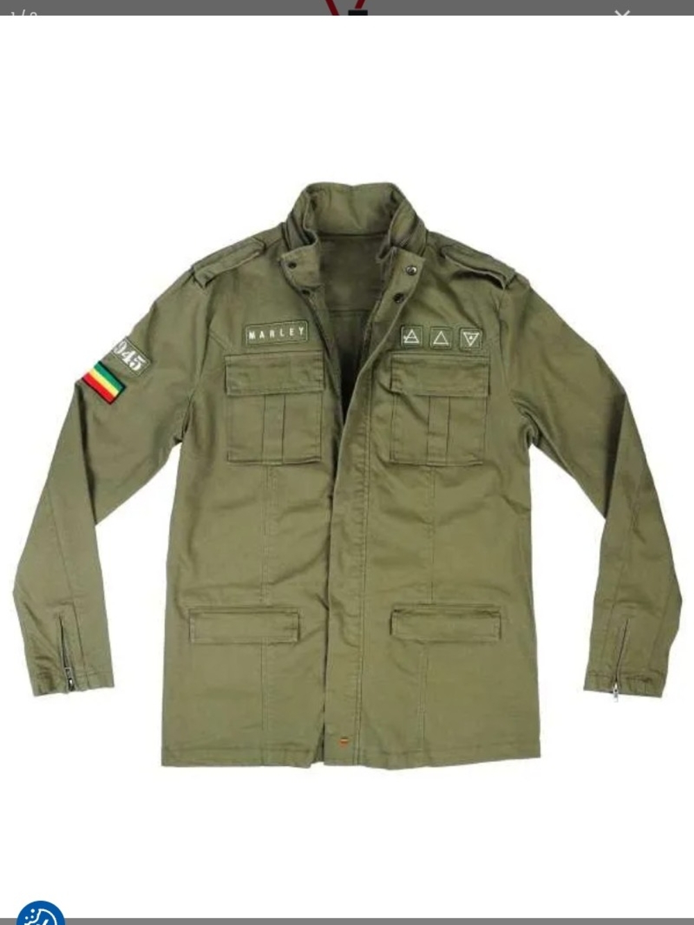 Zion Rootswear Olive Green Military Field M65 Cargo Jacket with Patches- Size M